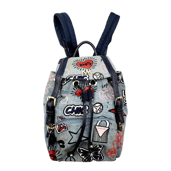 Michael Kors Navy Graphic Backpack - Picture 2 of 16